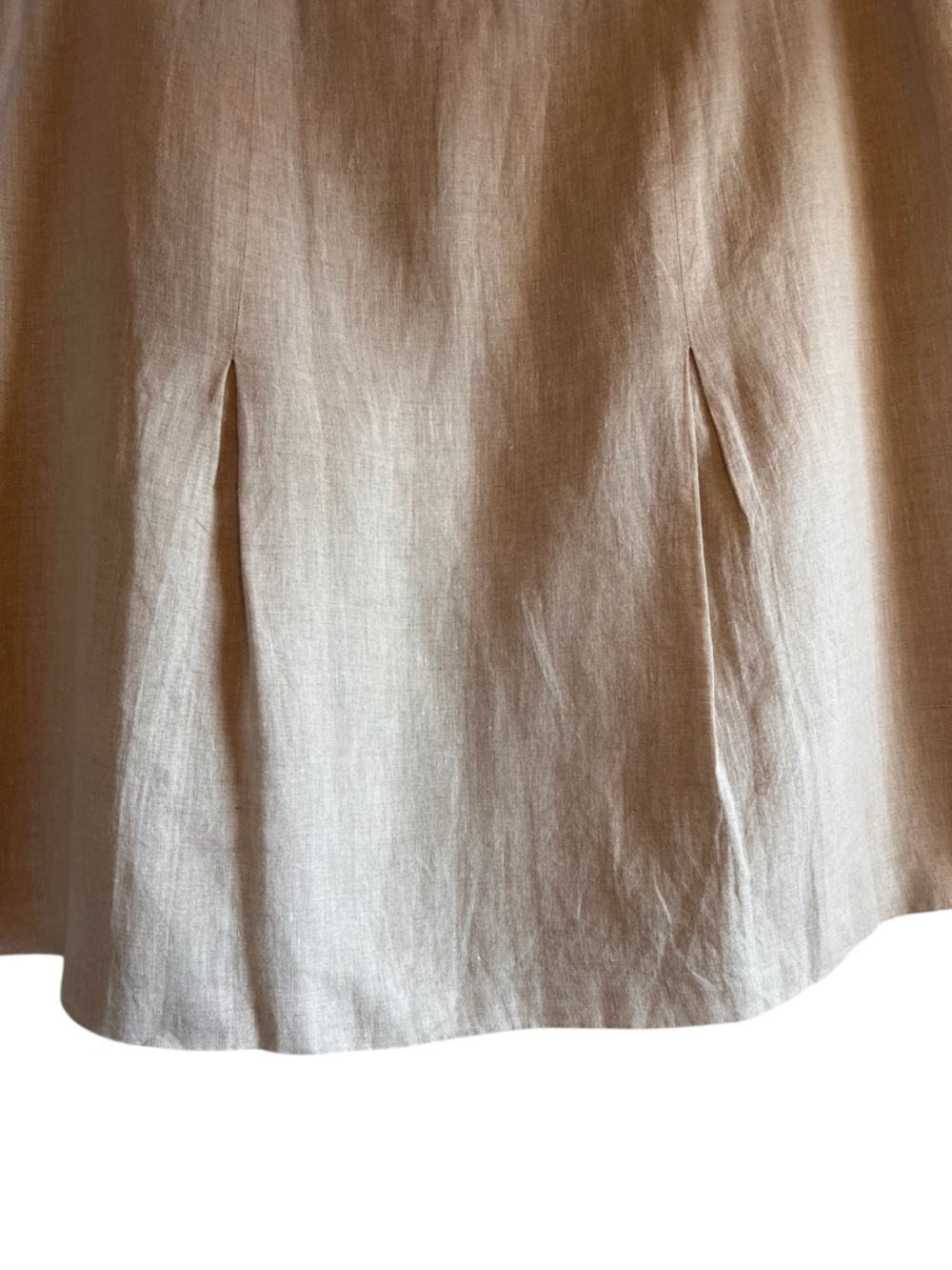 Brooks Brothers linen pleated a-line skirt in tan size 12 excellent condition - Picture 9 of 12